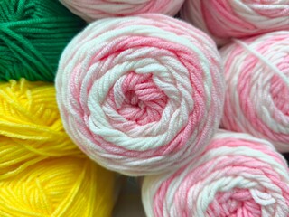 Colorful Yarn Rolls Close-Up &ndash; Soft Wool Texture Background