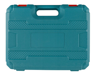 Turquoise plastic tool Box isolated on a transparent background. PNG.
