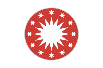 Red starburst icon with white stars on transparent background in modern minimalist design for logo template