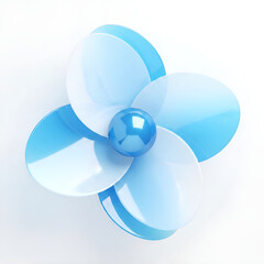 Minimalist Blue Glass Flower with Glossy Spherical Core.