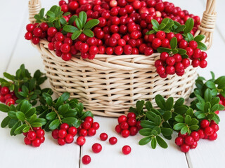 Fresh berries in a woven basket