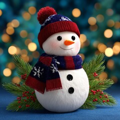Snowman against the backdrop of the New Year atmosphere. Generative AI