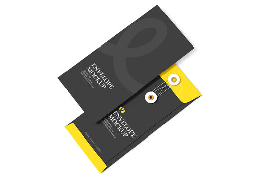 Envelope with String Closure Mockup