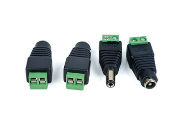 Connectors female and male isolated on white background.