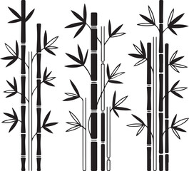 Obraz premium Detailed vector illustration of a bamboo tree with subtle grayscale shading