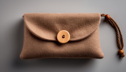 modern minimalist felt pouch with wooden button closure