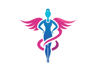 Female Physician Caduceus Logo Icon