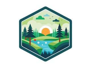 Golf Island Landscape Logo