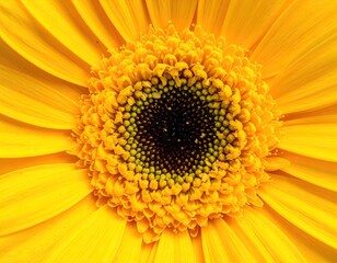 Sunny flower macro yellow petals radiate from a dark center