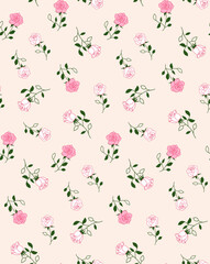cottage core rose seamless pattern design