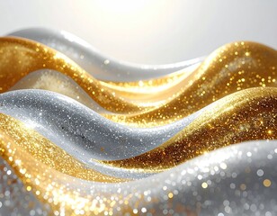 Golden, silver waves shimmer with bright specks.