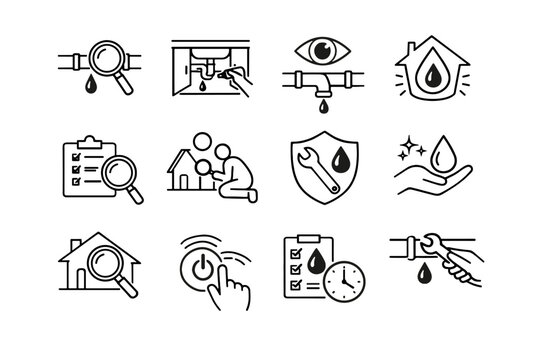 Vector detection routine cue visible check under mindful leak home water icon
