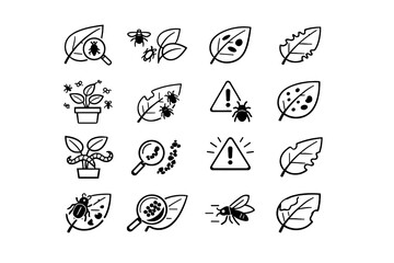 Fototapeta premium Icon plant parasite edges icons alert infestation damage health activity vector small