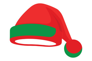  Red of green santa claus hat flat icon eps
