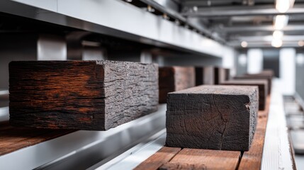 Laboratory scene showing wood samples placed in an oven dryer measuring moisture loss to determine precise water content through drying process.