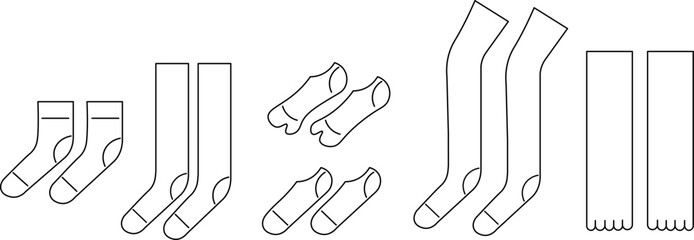 Variety of socks in doodle style in vector. element for decor design print sticker poster banner advertisement