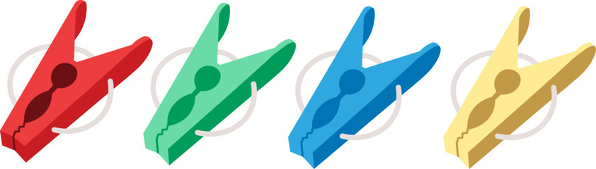 colored plastic clothespin set in vector. element for decor design print sticker poster banner advertisement