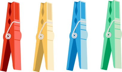 colored plastic clothespin set in vector. element for decor design print sticker poster banner advertisement