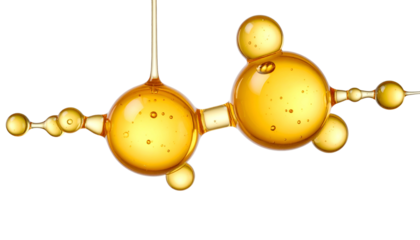 Macro shot of a golden, molecular-like structure against a pure black background