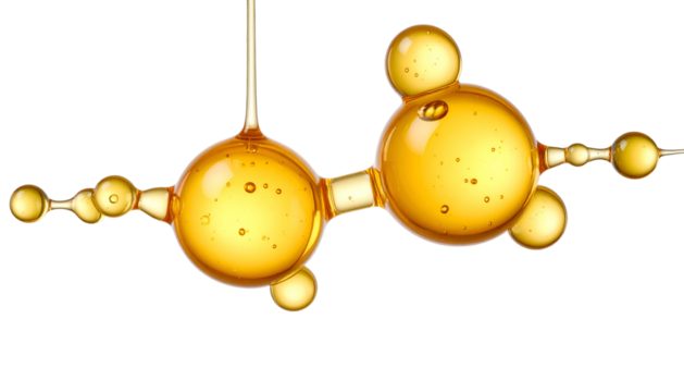 Macro shot of a golden, molecular-like structure against a pure black background - Powered by Adobe