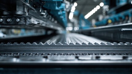 Medium shot focusing on virtual modeling of roll forming lines using digital twin technology to compare various material and speed configurations for process improvement.