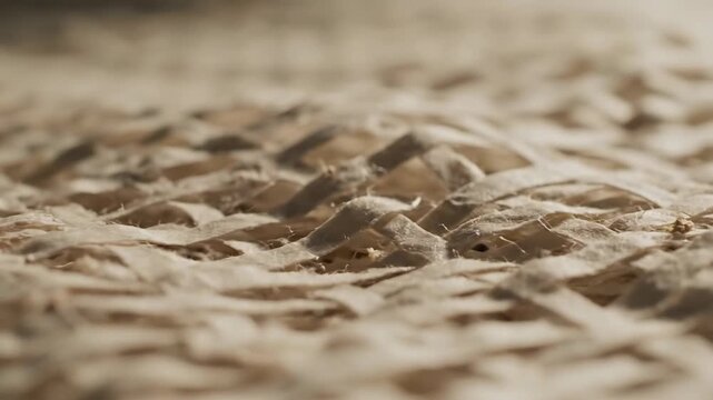 Close-up of a woven straw or wicker surface texture.