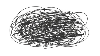 hand drawn scribbling with black pen isolated on white or transparent