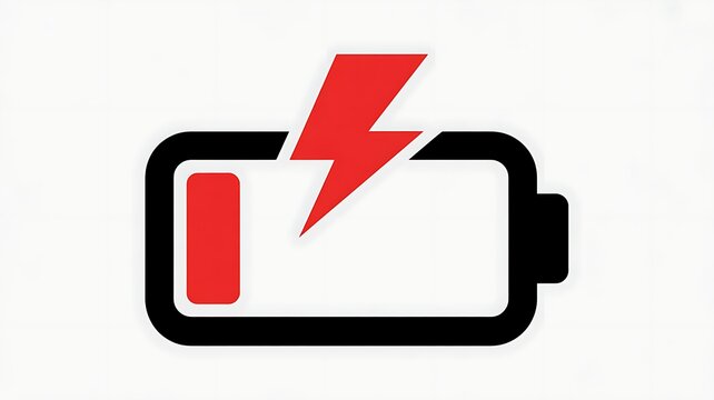 low battery graphic. red and black. vector file.