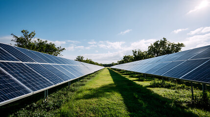 Expansive Aerial View Of Modern Solar Panel Field In Desert