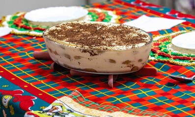Delicious Tiramisu Dessert on a Festive Christmas Table