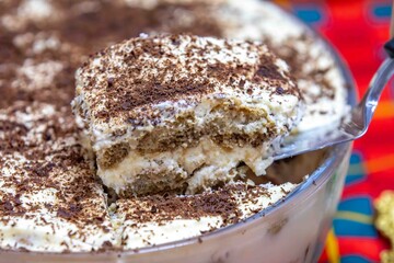 Delicious Tiramisu Dessert on a Festive Christmas Table