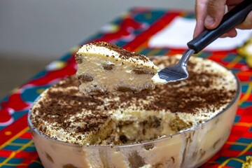Delicious Tiramisu Dessert on a Festive Christmas Table