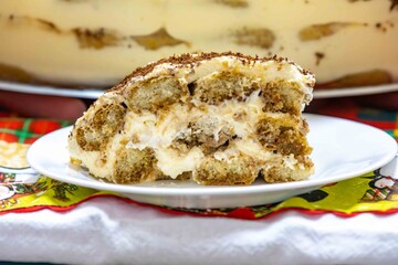 Delicious Tiramisu Dessert on a Festive Christmas Table