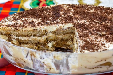 Delicious Tiramisu Dessert on a Festive Christmas Table