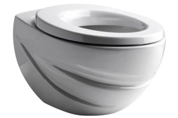 White ceramic toilet bowl isolated on transparent background