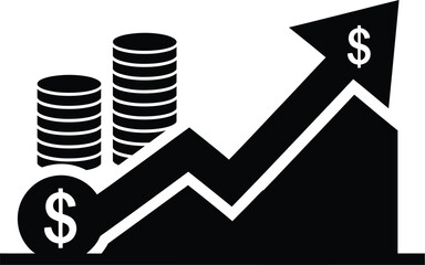 Financial growth and investment icon with coins and dollar sign