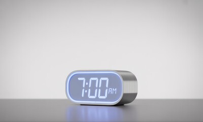 Digital alarm clock, 700 AM, modern design