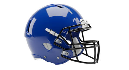 American football helmet in blue and white shades isolated on transparent background