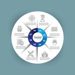 Education circle Infographic Elements 8 steps
