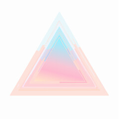 Abstract layered triangle design with pastel gradient colors on white background.
