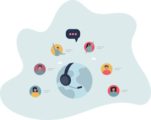 Online customer service with global support center..International assistance with call agent for telemarketing and find user solutions.life and employment of people.