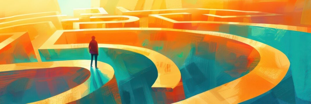 Exploring the labyrinth of logic on world logic day for inspiration and reflection. Horizontal banner. Copy space. Creativity and Knowledge. World Philosophy Day