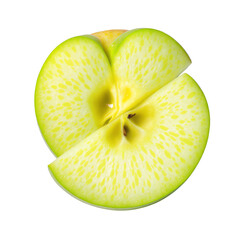 Fresh fruit slices isolated on transparent background, Green Apple Slices Isolated on transparent Background PNG
