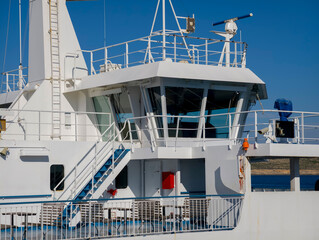 ferry wheelhouse and upper deck with stairs and railings © Comofoto