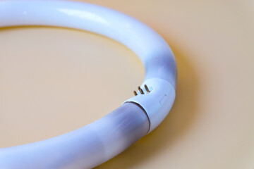 A broken and damaged fluorescent  light bulbs, recycling.