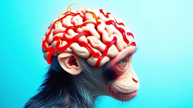 Monkey Head with Brain. Monkey Brain