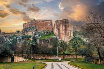 Sanliurfa Castle view in Sanliurfa City of Turkey