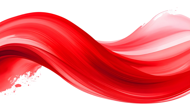 Vivid red abstract swirl on black, brushstroke-like, suggesting movement and fluidity - Powered by Adobe
