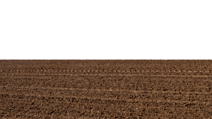 Plowed land isolated on transparent background. PNG