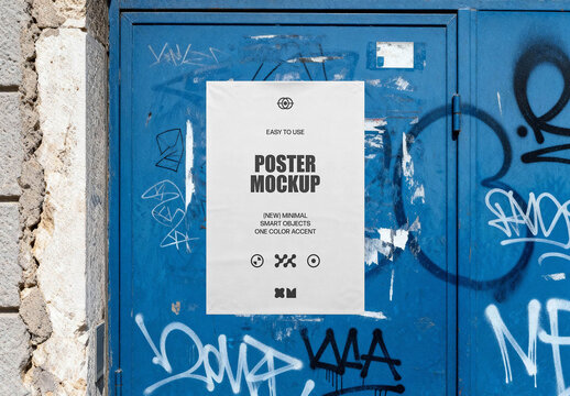 Blue Wall Poster Mockup
